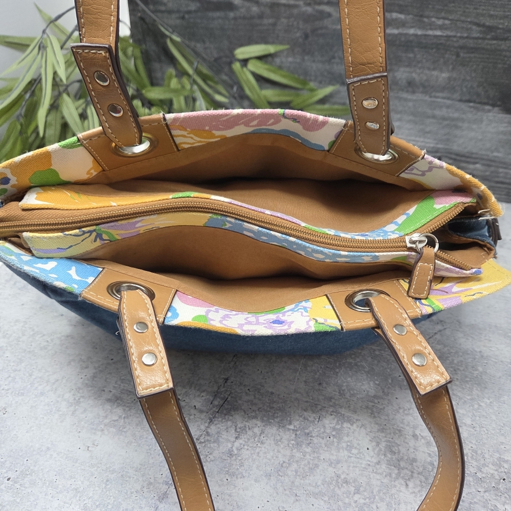 Rosetti Denim & Colorful Floral Double Strap Shoulder Bag Cottagecore Spring - Picture 3 of 8